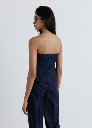 Pinstriped tailored bandeau vest with buttons