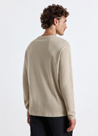 T-shirt col rond en tissu gaufré uni