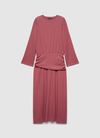 Vestito lungo con arricci e rouches