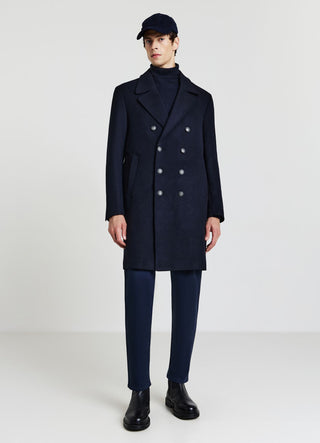 Single-colour double-breasted coat