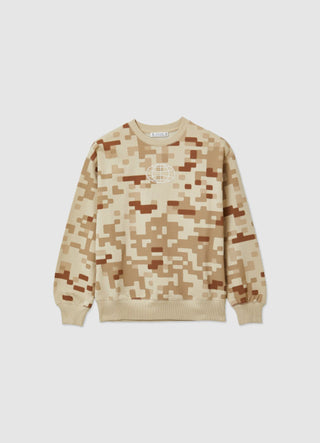 Felpa oversize con stampa camouflage e scritta