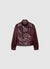 Double-breasted leather-effect jacket with puff sleeves