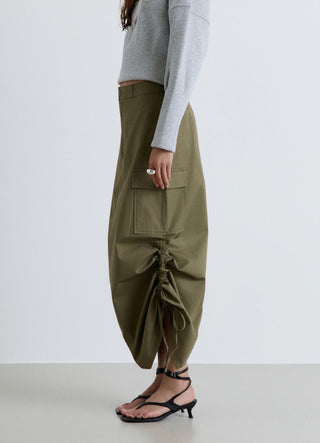 Long solid-colour cargo skirt