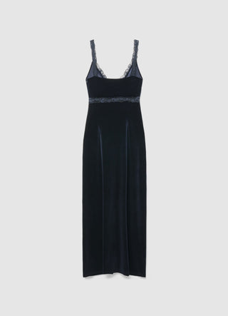 Langes Slipdress-Kleid mit Spitzen-Trägern