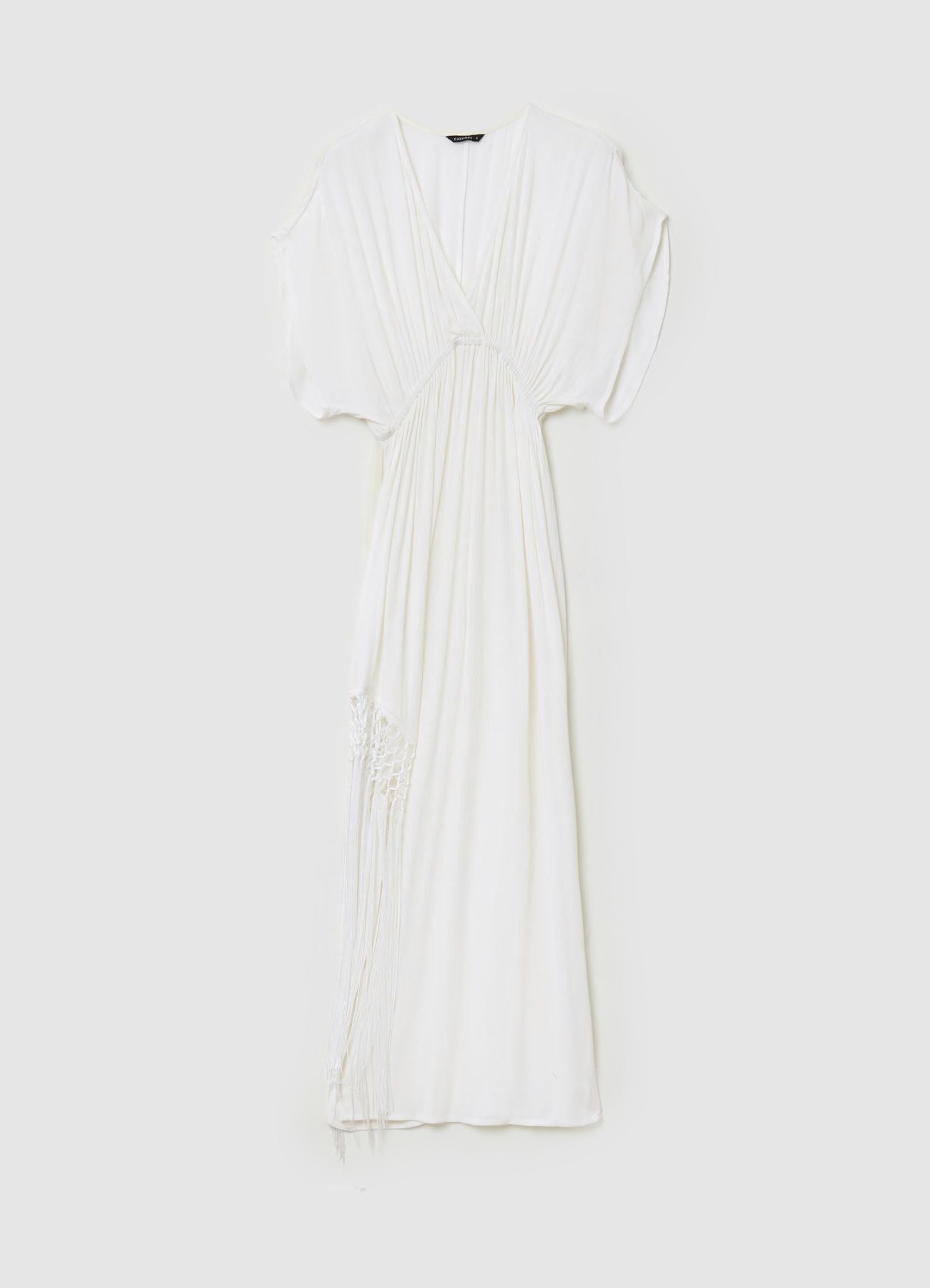 Long wrap dress with fringes SAB0083940001S0242 – Calliope