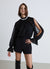 Mini dress with jewel neckline and ruched sleeves