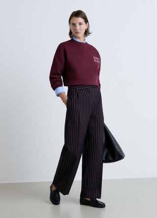 Pantaloni straight sartoriali a righe con pinces