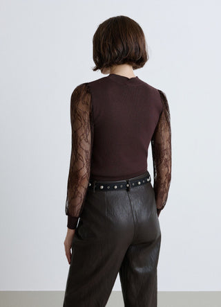 T-shirt con maniche in pizzo