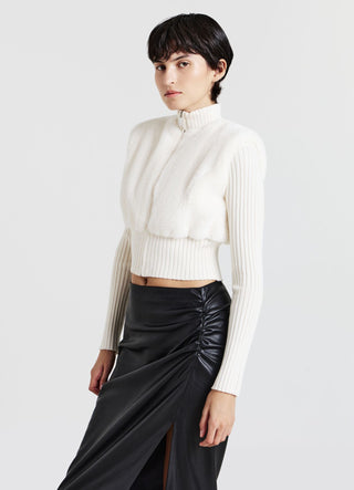 Crop-Pullover aus Kunstfell