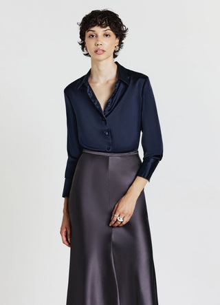Camicia crop simil satin