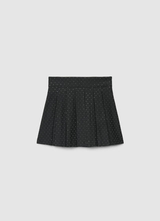 Gonna mini a a pieghe con strass