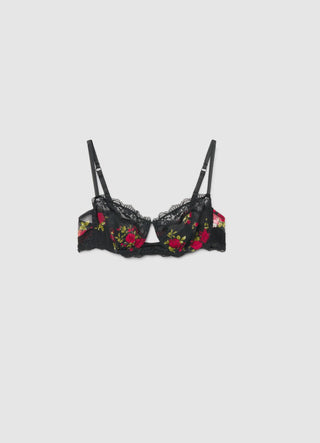 Reggiseno balconcino con ferretto e stampa fiori