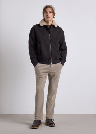 Giubbotto con colletto sherpa e zip