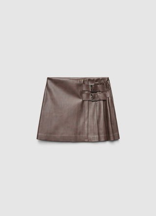 Plissierter Culotte-Hose mit Schnallen
