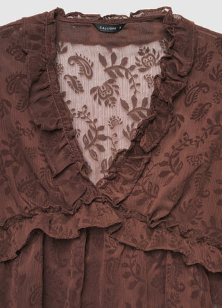 Chemise à imprimé floral avec volants