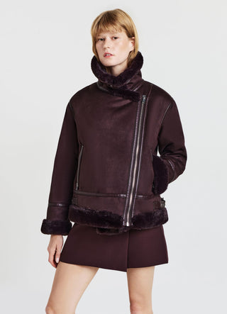 Padded jacket with fur-effect collar
