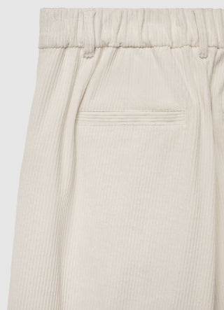 Pantaloni straight a coste con risvolto e vita elasticizzata