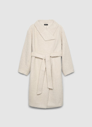 Manteau long en bouclé avec ceinture