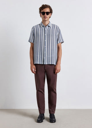 Relaxed fit short-sleeve striped shirt