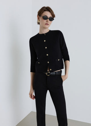 Cardigan en nid d'abeille avec boutons bijoux