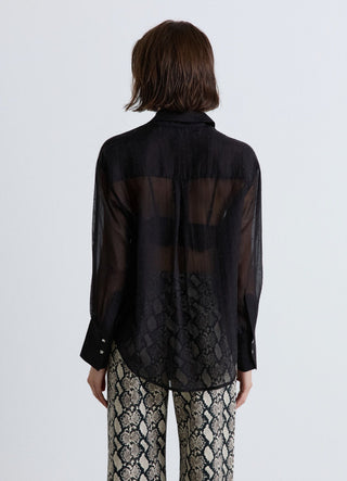 Camicia con trasparenze ed applicazioni di strass