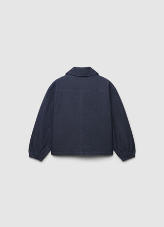 Bomber in denim con zip e tasche con patta