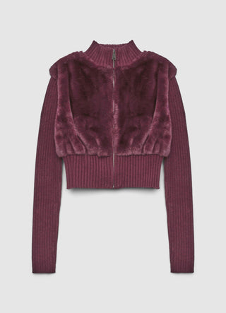 Crop-Pullover aus Kunstfell