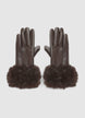 Guanti effetto pelle con polsino in finto pelo - XS/S