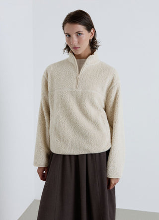 Fleece-Pullover mit halbem Reißverschluss