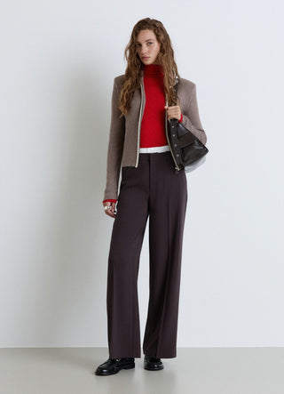 Pinstriped palazzo trousers with a boxer waist