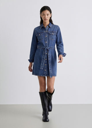 Abito chemisier in denim con cintura