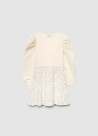 Vestito bimateriale con paillettes