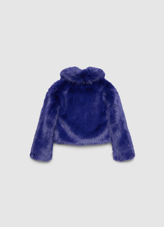 Giacca crop effetto pelo con rever