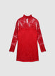 Short lace dress with high neck - S