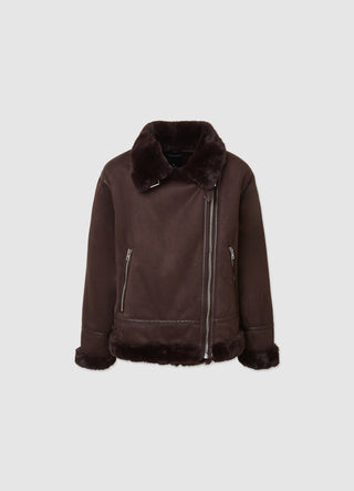 Padded jacket with fur-effect collar