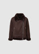 Padded jacket with fur-effect collar - S