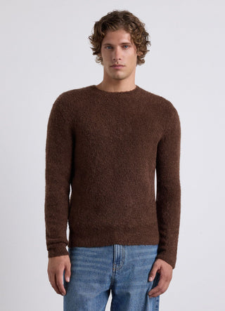 Pull bouclé uni à col rond
