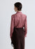 Chemise à rayures avec col classique en similicuir satinée