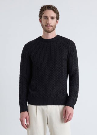 Crew neck cable knit sweater