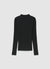 Long-sleeved ribbed T-shirt with a high collar