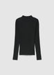T-shirt a manica lunga a costine con collo alto - L