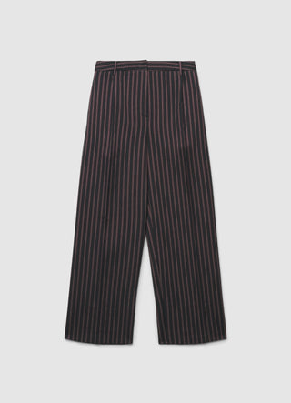 Pantaloni straight sartoriali a righe con pinces