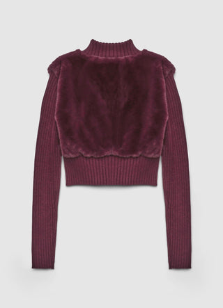 Crop-Pullover aus Kunstfell