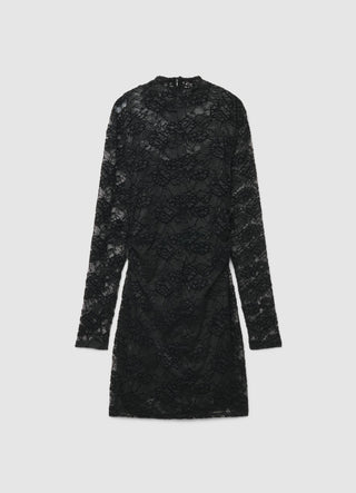 Vestito mini in pizzo a collo alto