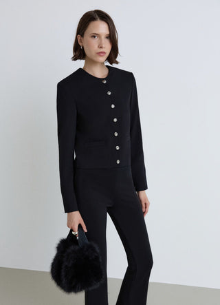 Veste courte sans col avec boutons