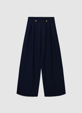 Plain-colour palazzo trousers with pleats