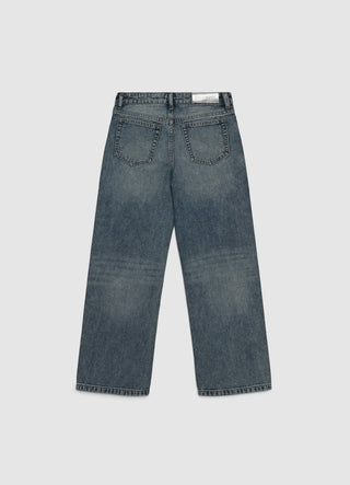 Jeans wide leg con strass