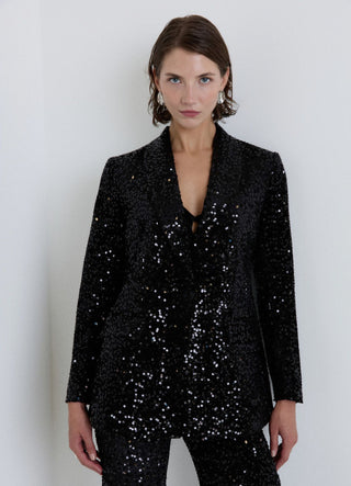 Single-breasted jacket with sequins