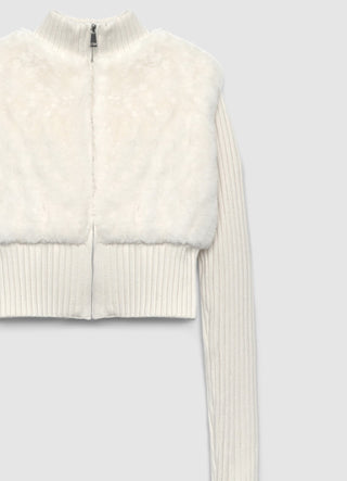 Crop-Pullover aus Kunstfell