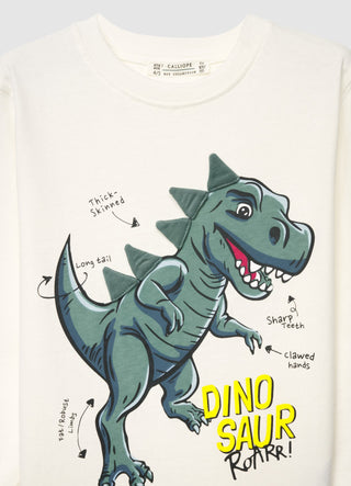 T-shirt a maniche lunghe con stampa dinosauro